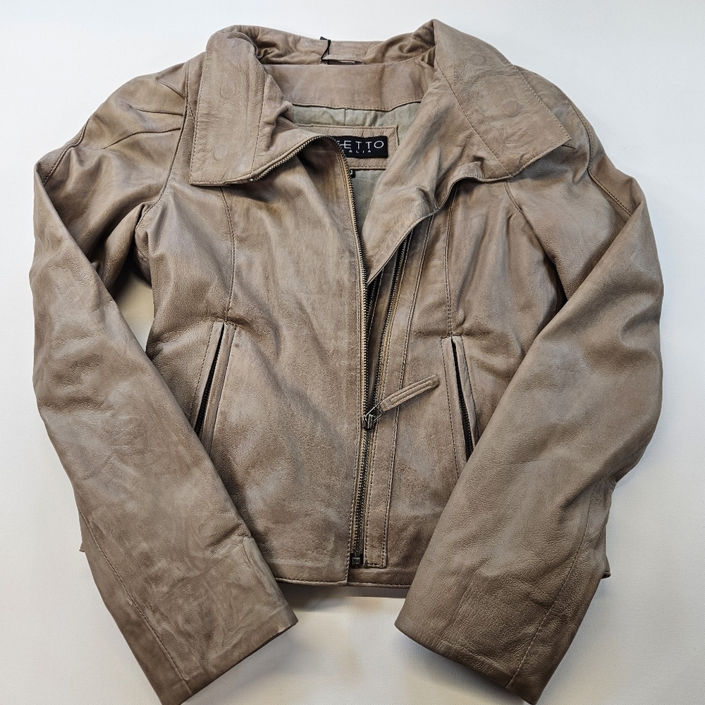 Effetto d'Italia Italian Softbrown Leather Jacket Medium NWT